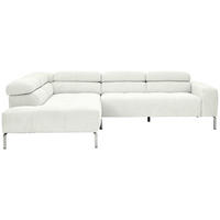 ECKSOFA Weiß Flachgewebe  - Chromfarben/Weiß, KONVENTIONELL, Textil/Metall (224/282cm) - Hom`in
