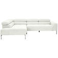 ECKSOFA  in Flachgewebe Weiß  224/282 cm  - Chromfarben/Weiß, KONVENTIONELL, Textil/Metall (224/282cm) - Hom`in