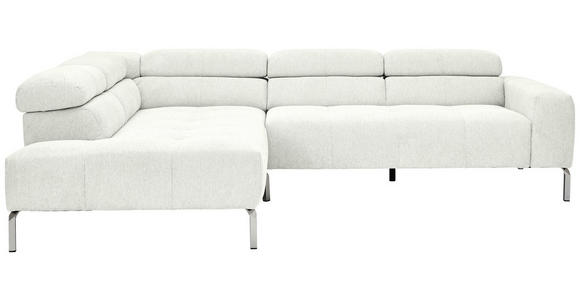 ECKSOFA  in Flachgewebe Weiß  224/282 cm  - Chromfarben/Weiß, KONVENTIONELL, Textil/Metall (224/282cm) - Hom`in