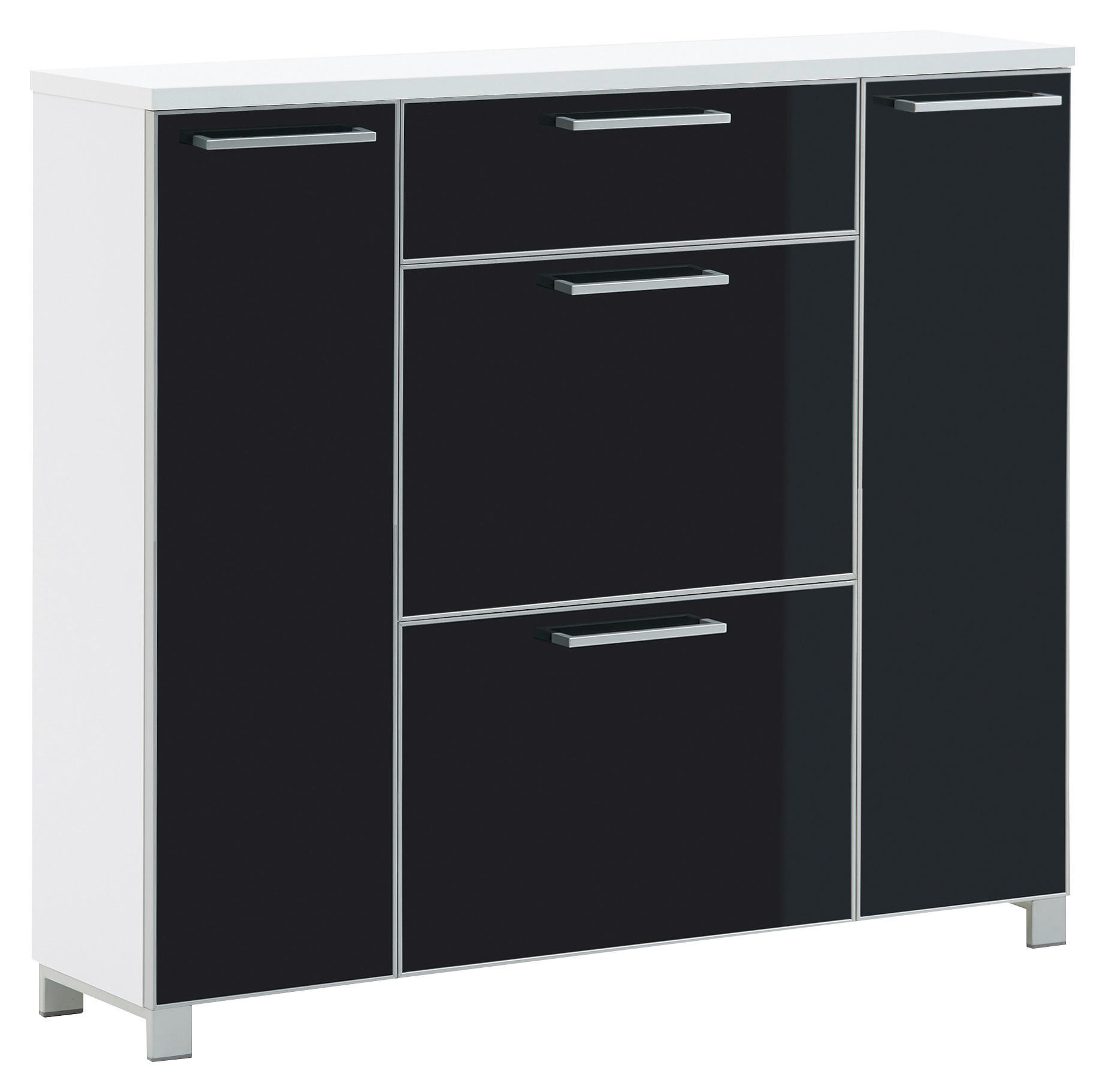 SCHUHSCHRANK Anthrazit, Weiß  - Chromfarben/Anthrazit, Design, Glas/Holzwerkstoff (121/108/31cm)