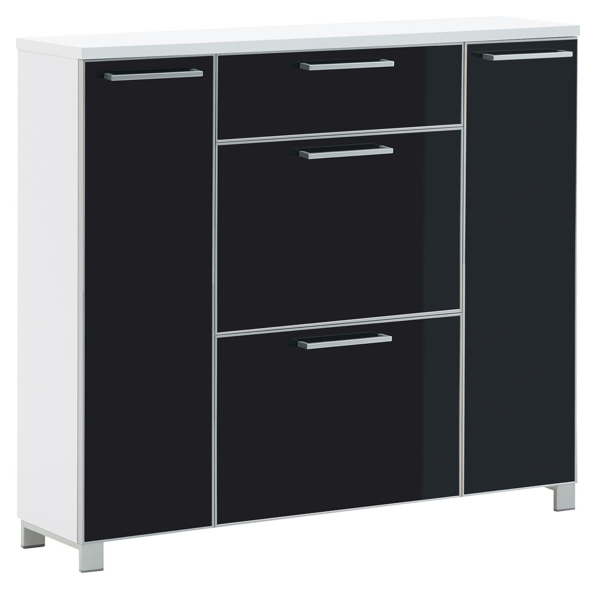 SCHUHSCHRANK Anthrazit, Weiß  - Chromfarben/Anthrazit, Design, Glas/Holzwerkstoff (121/108/31cm)