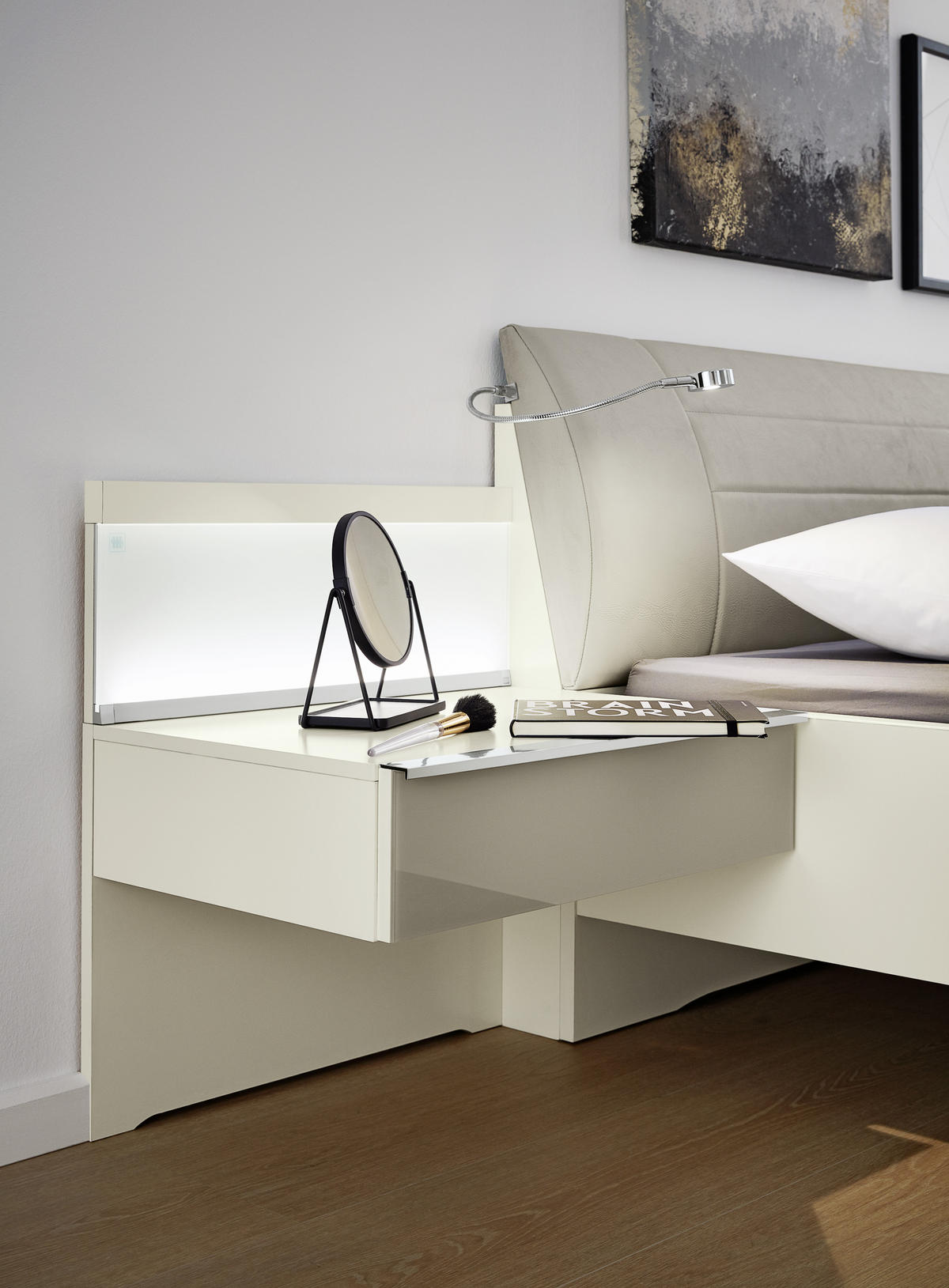 SCHLAFZIMMER Weiß  - Weiß/Grau, Design, Holzwerkstoff (180/200cm) - Musterring