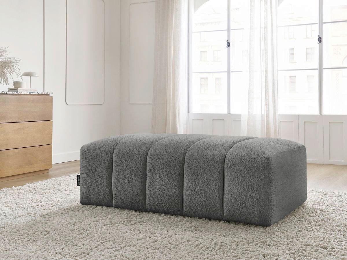 HOCKER ANNECY Bouclé Dunkelgrau  - Dunkelgrau/Schwarz, MODERN, Kunststoff/Textil (146/45/68cm)