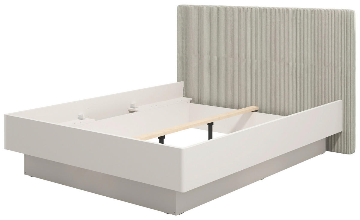 ÁGY 160/200 cm  világosszürke, kasmírszínű  - világosszürke/kasmírszínű, Konventionell, faalapú anyag/textil (160/200cm) - Ti'me