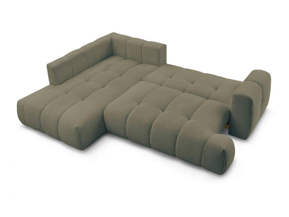 ECKSCHLAFSOFA FUJI Bouclé Grün  inkl.  - Schwarz/Grün, MODERN, Kunststoff/Textil (204/282cm)