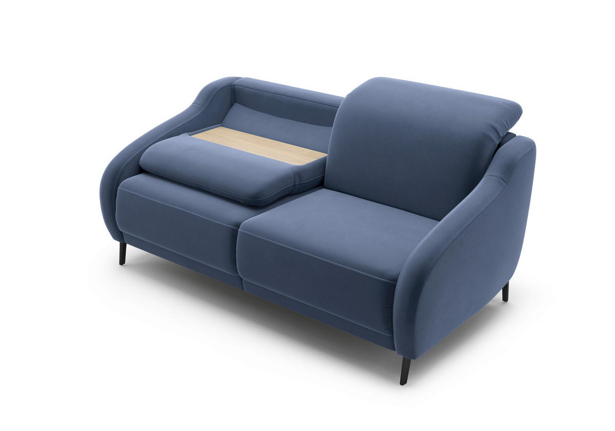 3-SITZER-SOFA Samt Blau  - Blau/Schwarz, MODERN, Textil/Metall (192/93/104cm) - Sit & More