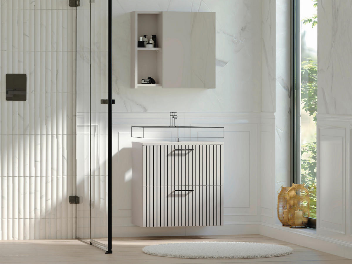 BADEZIMMER  in 60 cm  - Kaschmir/Schwarz, Trend, Glas/Holzwerkstoff (60cm) - Respekta