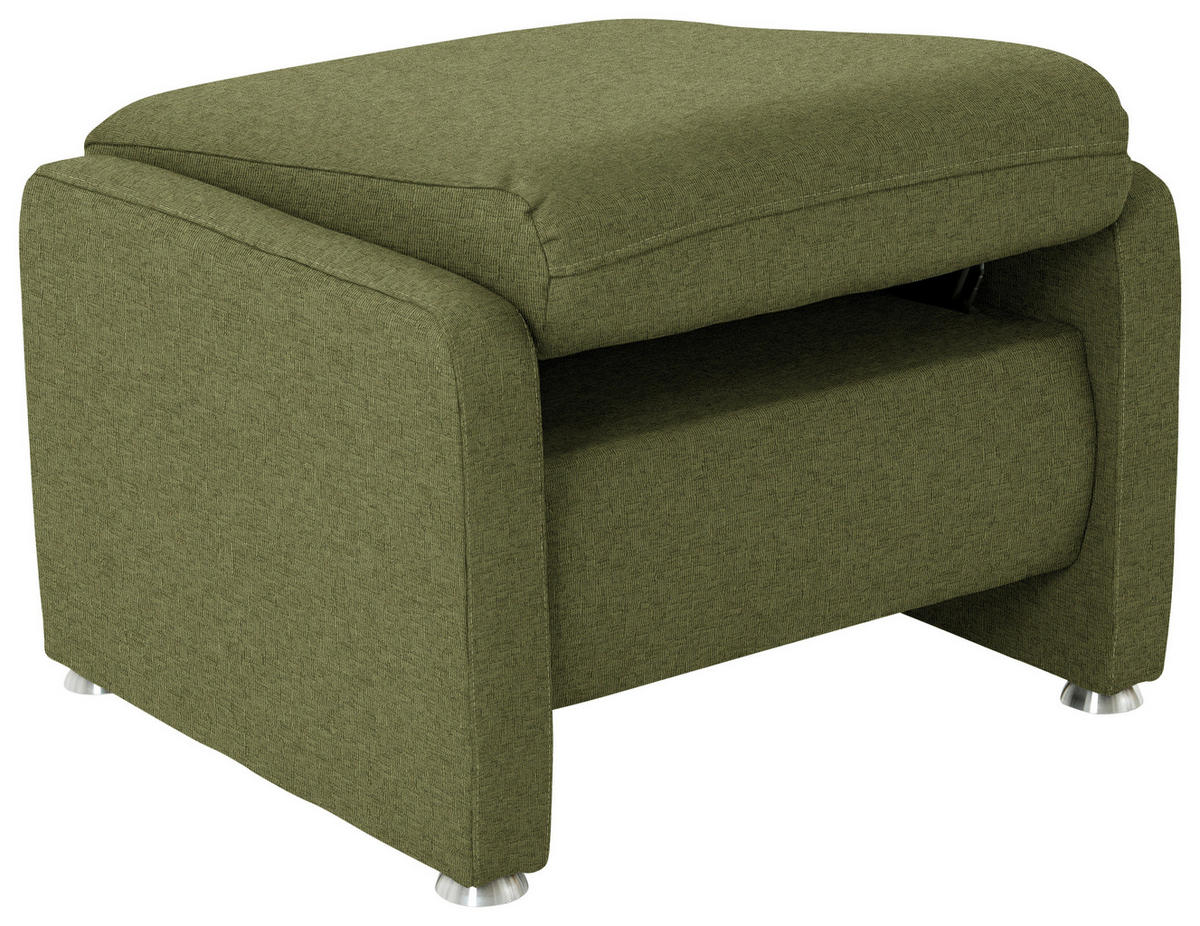 HOCKER Textil Grün  - Alufarben/Grün, Konventionell, Textil/Metall (67/44/58cm) - Beldomo Comfort