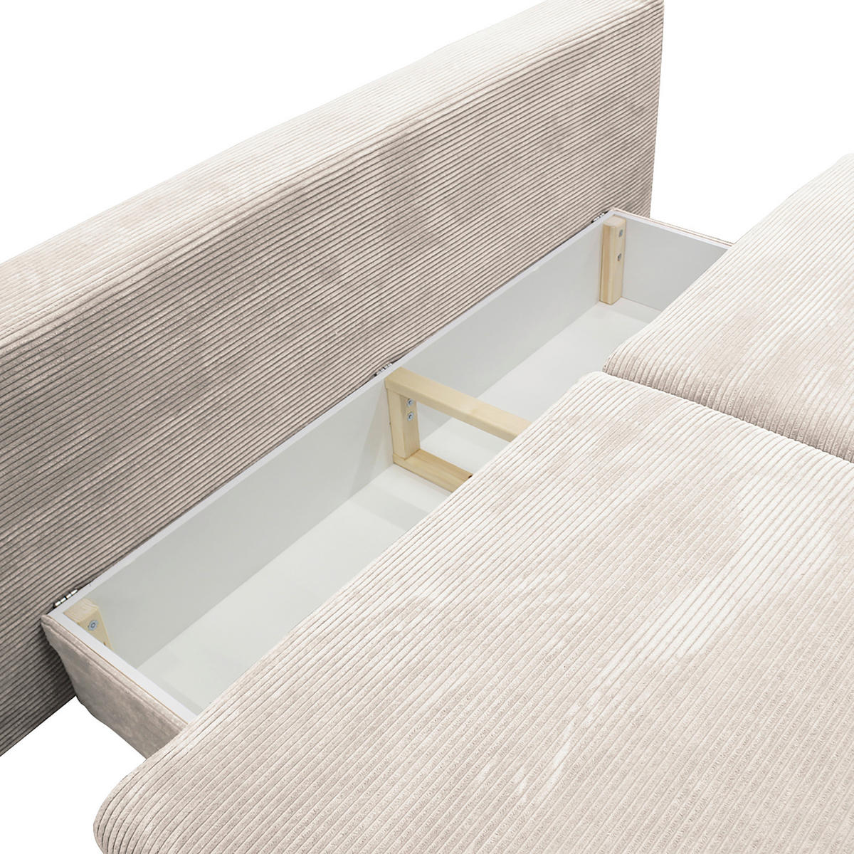 SCHLAFSOFA Cord Beige  - Beige/Schwarz, Design, Holz/Textil (202/85/99cm) - P & B