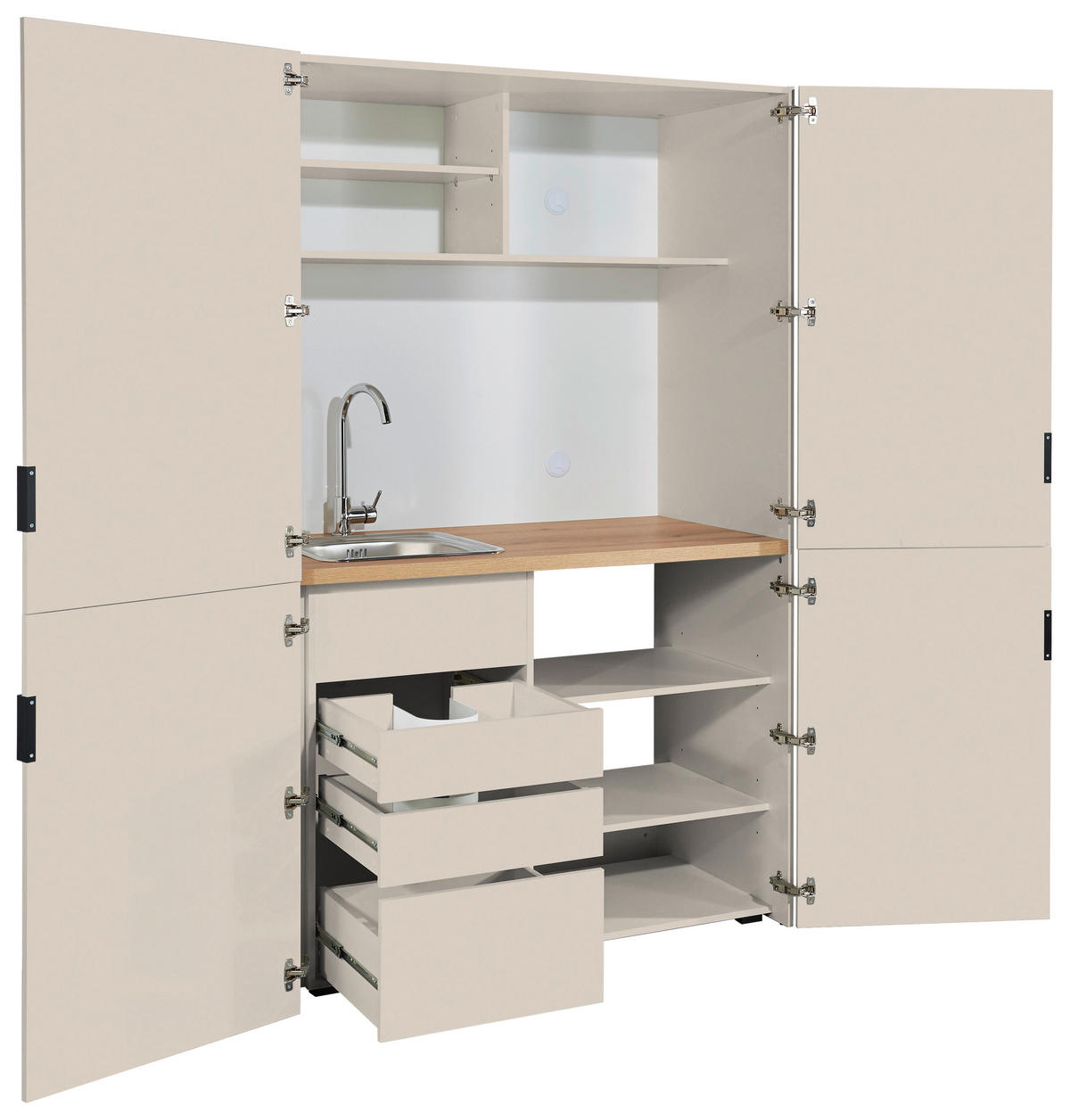 SCHRANKKÜCHE  124/200/70 cm  in Kaschmir  - Kaschmir/Eichefarben, KONVENTIONELL, Holzwerkstoff/Metall (124/200/70cm) - Carryhome