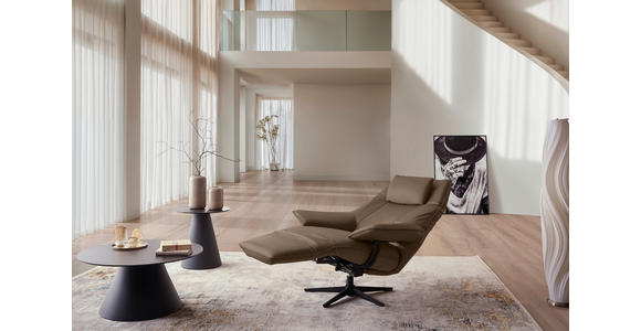 RELAXSESSEL in Leder Taupe  - Taupe/Schwarz, Design, Leder/Metall (92/79/82cm) - Dieter Knoll