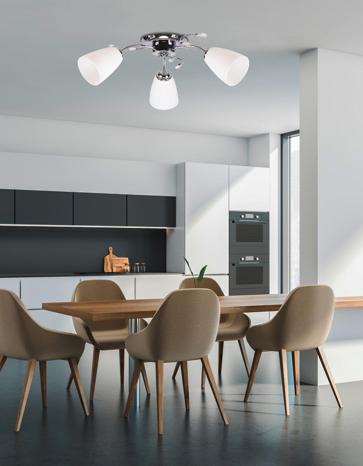 DECKENLEUCHTE Ursella 58/58/18 cm   - Chromfarben, Basics, Metall (58/58/18cm)