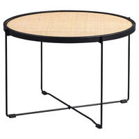 BEISTELLTISCH 58/58/40 cm Naturfarben, Schwarz rund  - Schwarz/Naturfarben, KONVENTIONELL, Naturmaterialien/Holzwerkstoff (58/58/40cm) - Livetastic