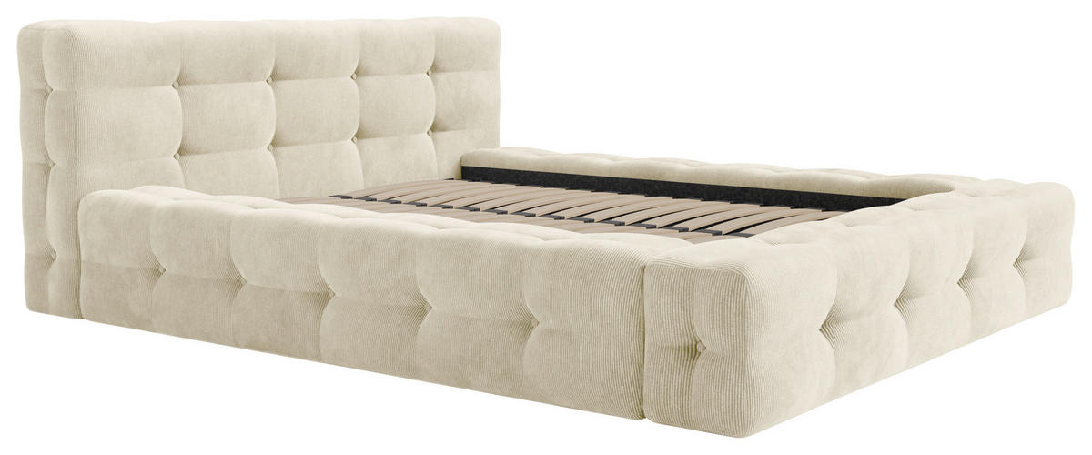 POLSTERBETT Lattenrost, Bettkasten 180/200 cm  in Beige  - Beige/Schwarz, Design, Holz/Textil (180/200cm) - Boxxx