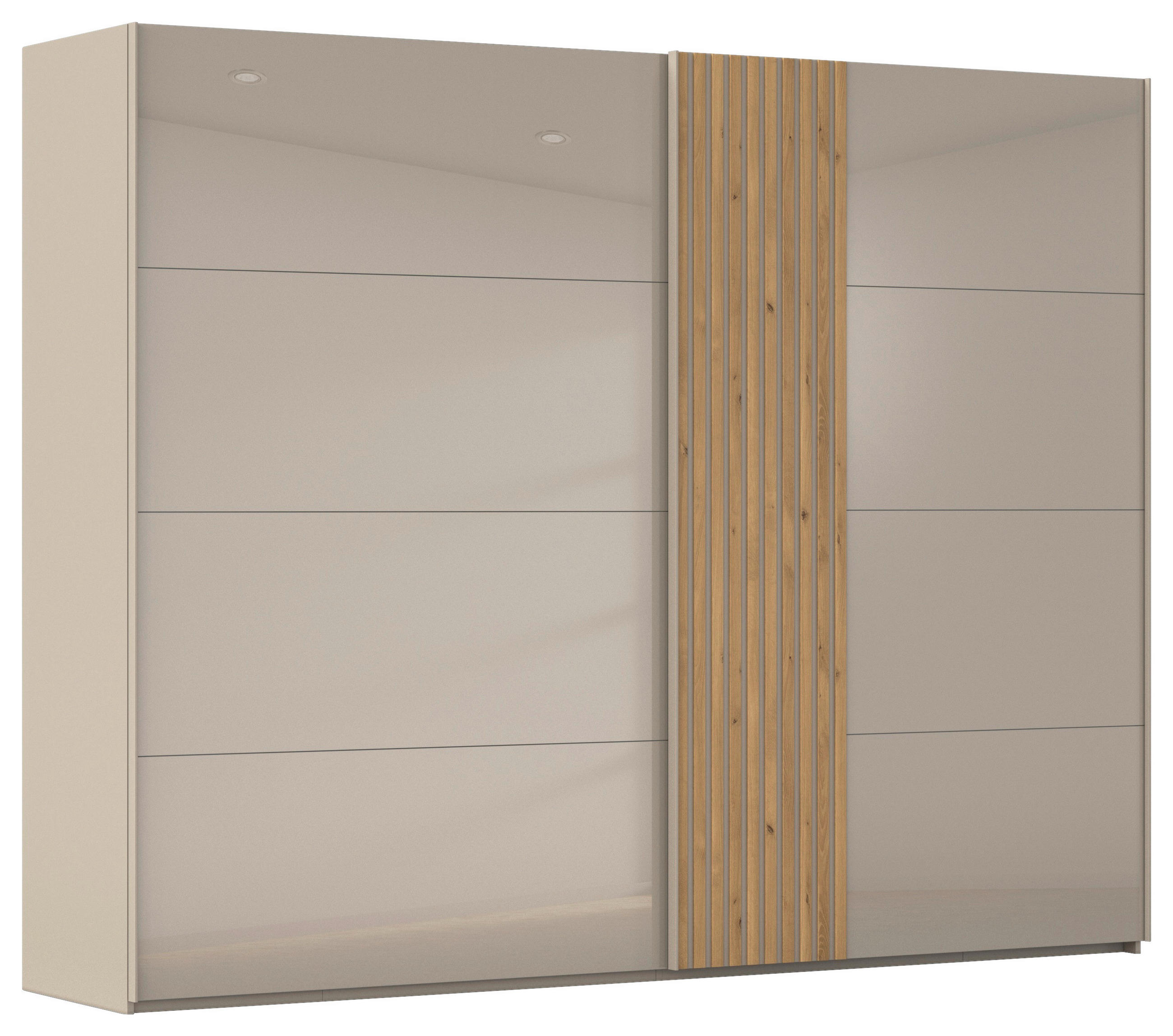 SCHWEBETÜRENSCHRANK 281/223/68 cm 2-türig Eichefarben, Fango  - Fango/Eichefarben, Design, Glas/Holzwerkstoff (281/223/68cm) - Novel