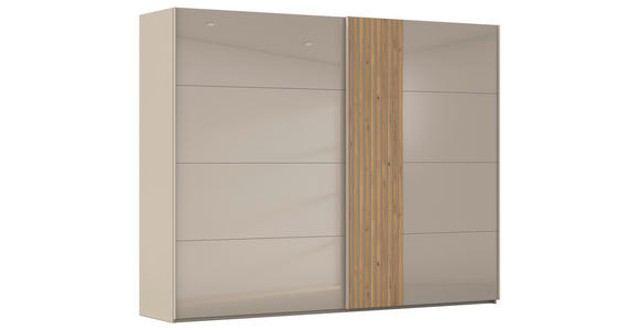 SCHWEBETÜRENSCHRANK  in Eichefarben, Fango  - Fango/Eichefarben, Design, Glas/Holzwerkstoff (281/223/68cm) - Novel