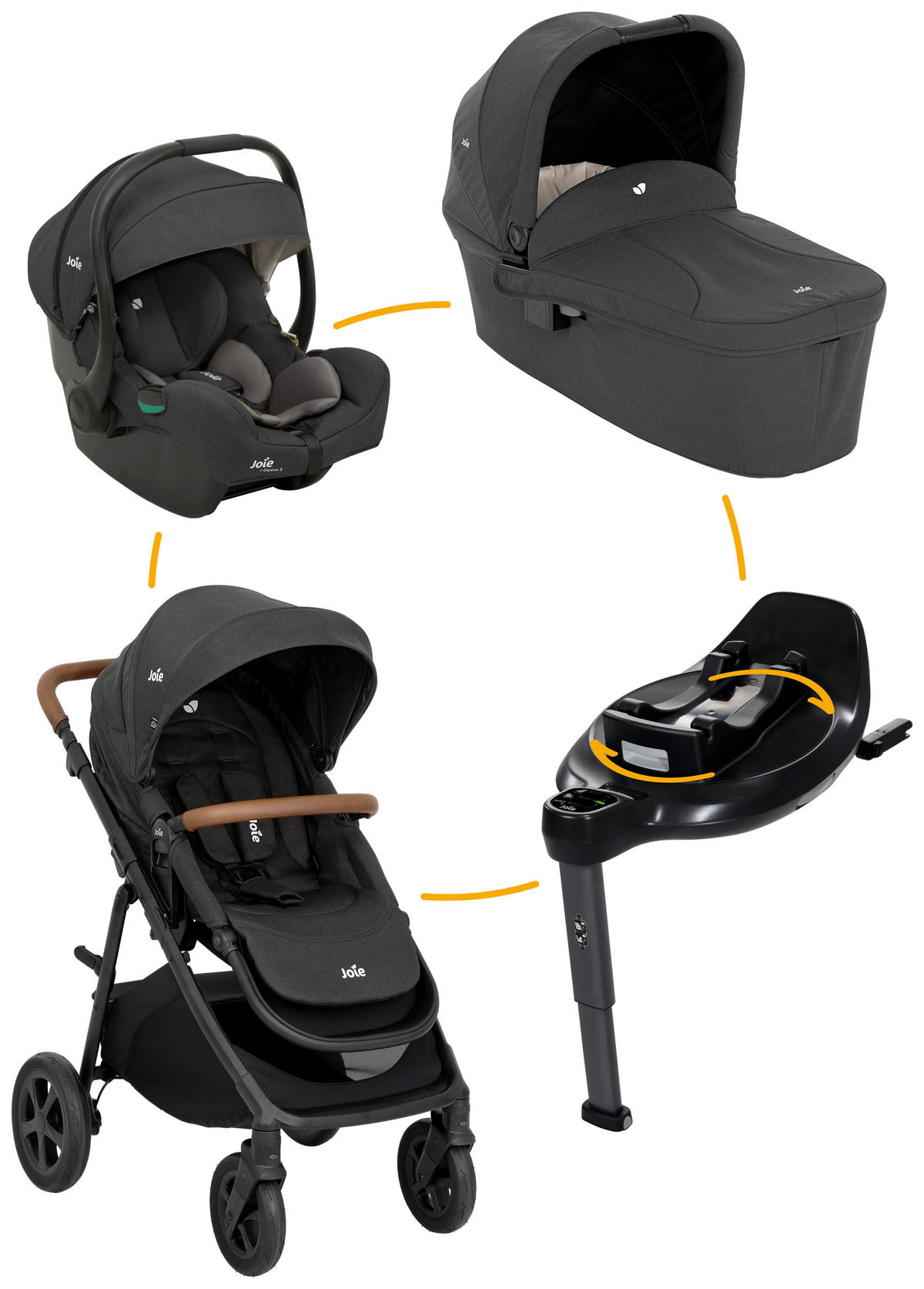 KINDERWAGENSET  Alore Set  Shale  - Schwarz, Basics, Kunststoff/Textil (67cm) - Joie