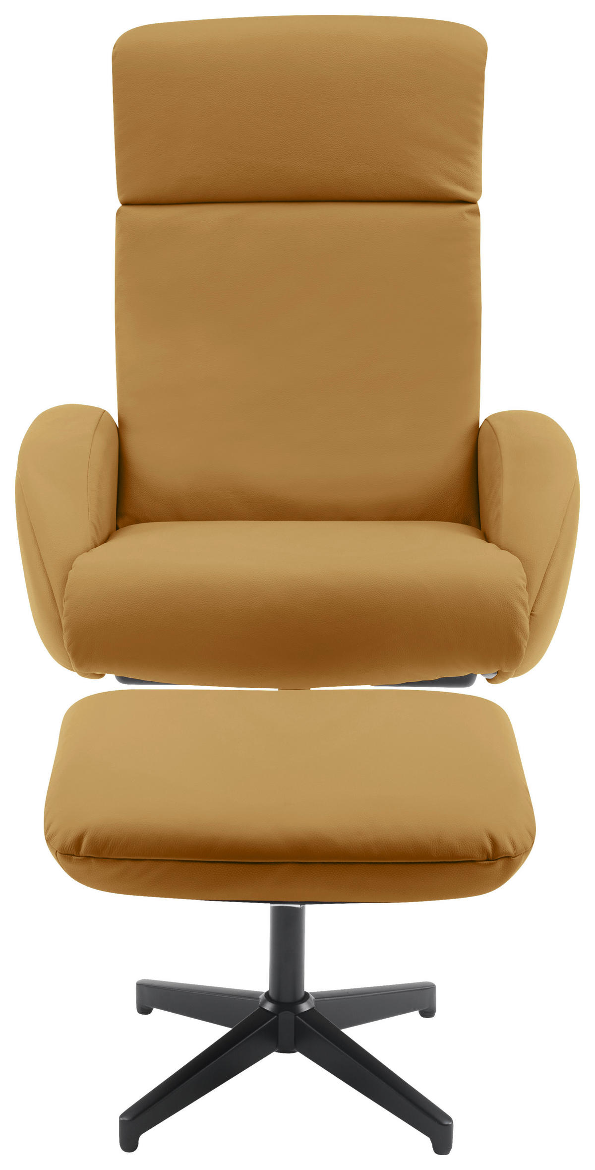 RELAXAČNÍ KŘESLO S TABURETEM, textil, kůže, žlutá - černá/žlutá, Design, kov/textil (77/107/75cm) - Livetastic