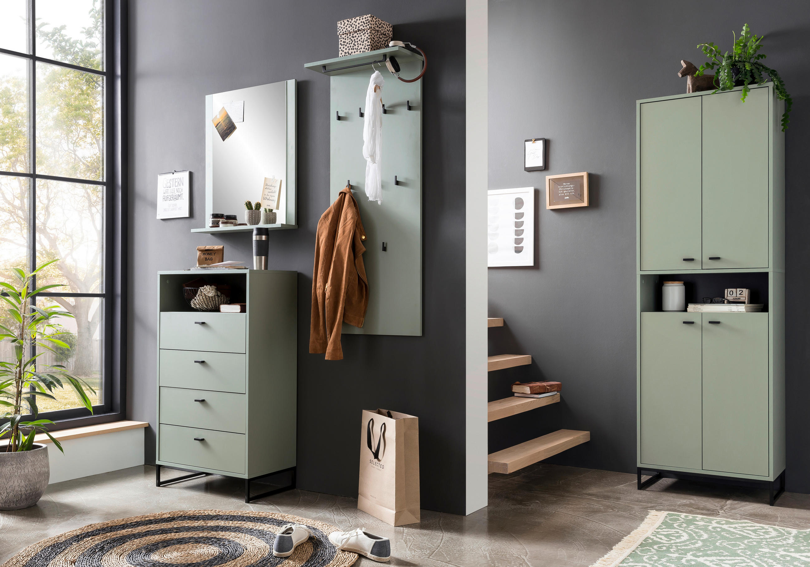 HIGHBOARD  in 60,2/103,9/33,5 cm  - Schwarz/Grün, LIFESTYLE, Holzwerkstoff/Metall (60,2/103,9/33,5cm) - MID.YOU