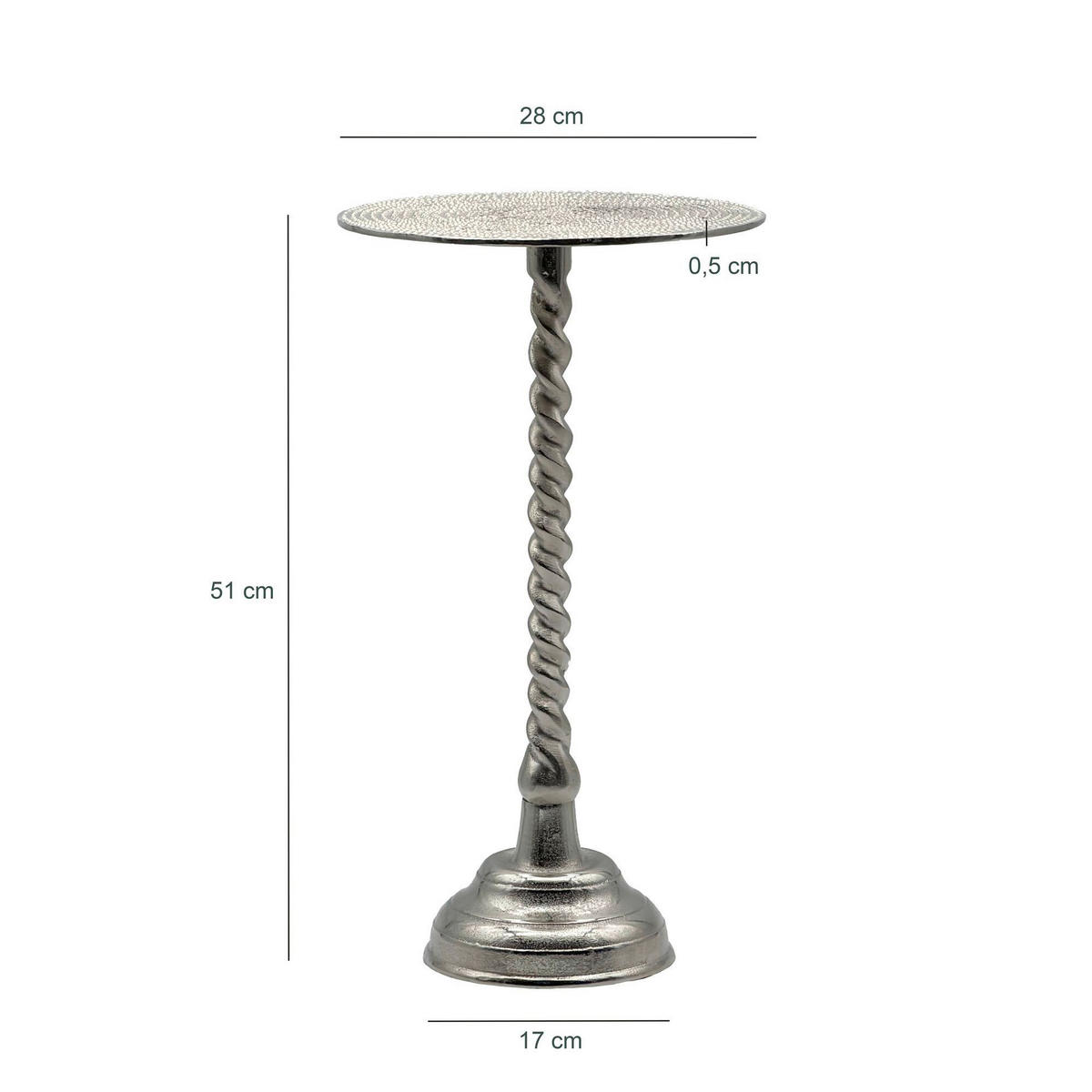 BEISTELLTISCH Silberfarben rund  - Silberfarben, Design, Metall (28/51/28cm) - Livetastic