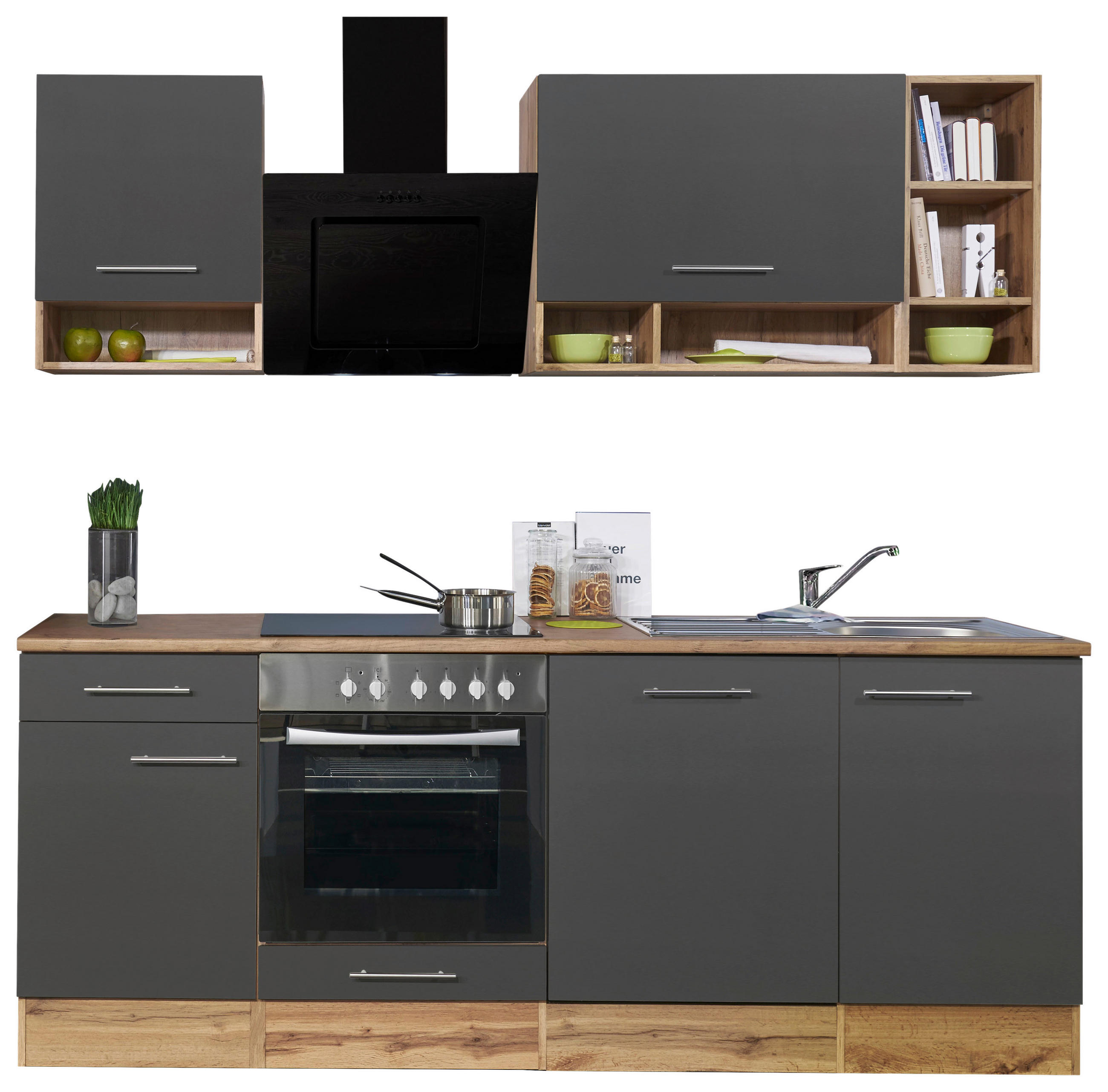 KÜCHENLEERBLOCK 220 cm   in Grau  - Wildeiche/Silberfarben, Basics, Holzwerkstoff/Metall (220cm) - Respekta