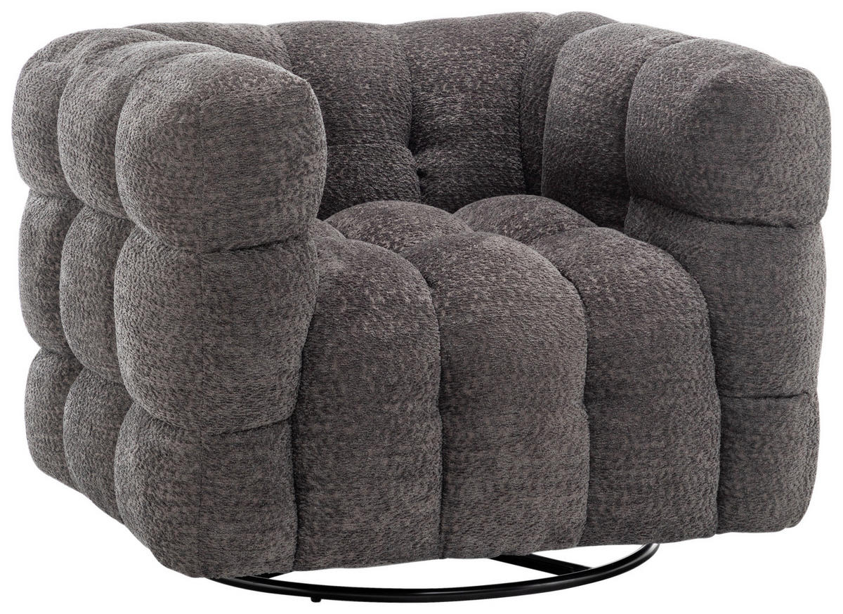 SESSEL in Bouclé Grau  - Schwarz/Grau, Design, Textil/Metall (94/83/71cm) - Livetastic
