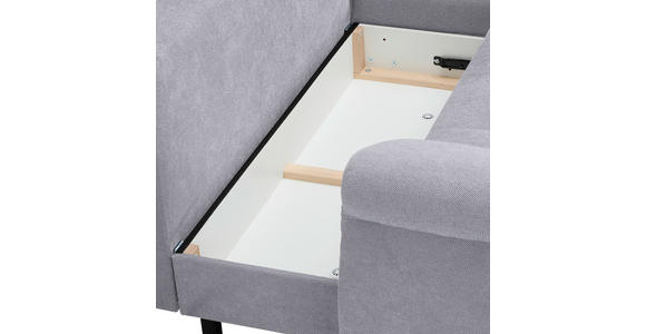 ECKSOFA Hellgrau Flachgewebe - Hellgrau/Schwarz, Design, Kunststoff/Textil (278/175cm) - Xora