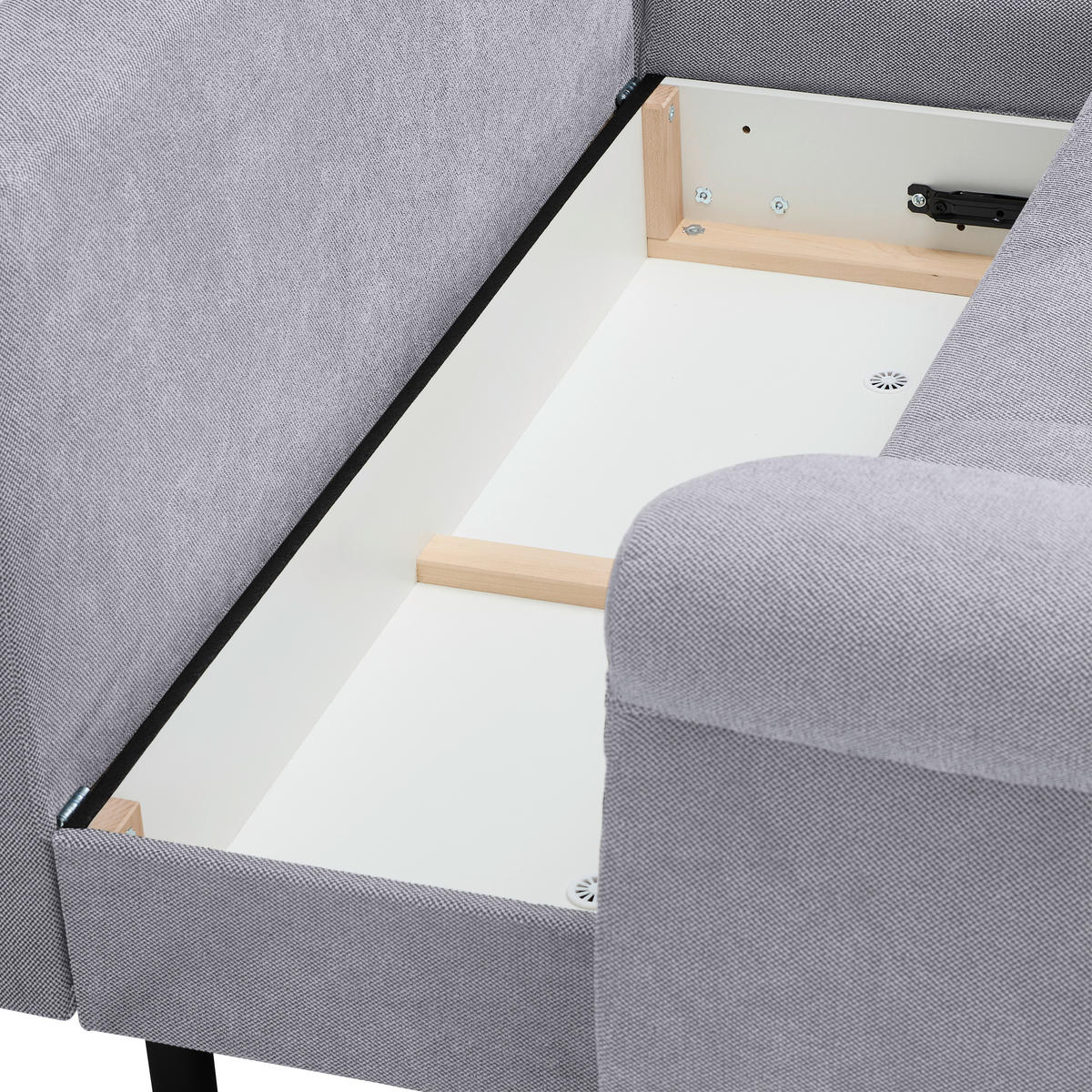 ECKSOFA Hellgrau Flachgewebe  - Hellgrau/Schwarz, Design, Kunststoff/Textil (278/175cm) - Xora