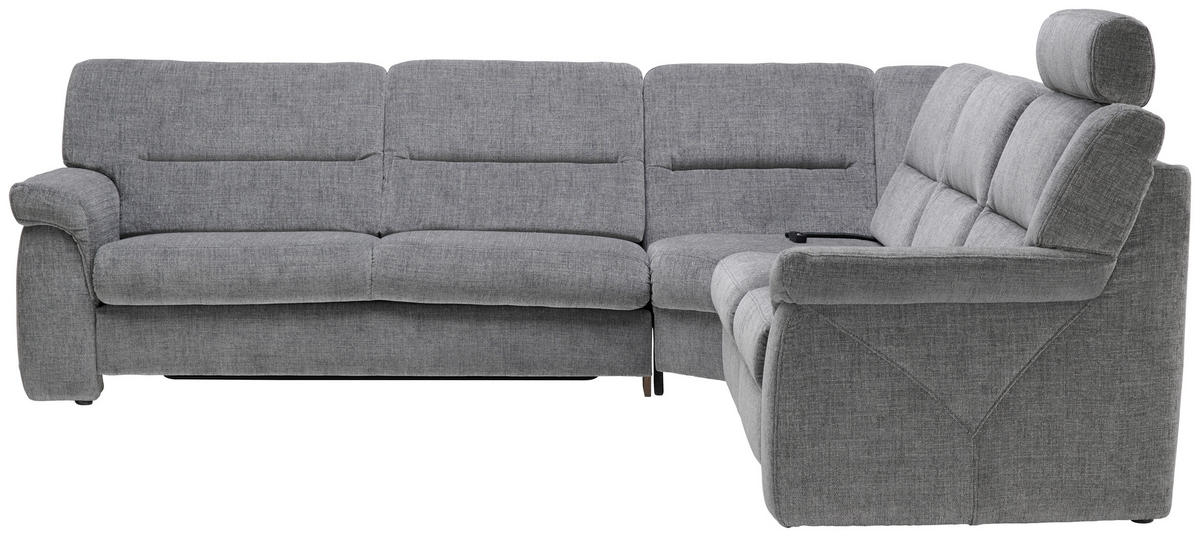 ECKSOFA in Chenille Grau  - Schwarz/Grau, Konventionell, Kunststoff/Textil (282/252cm) - Himolla