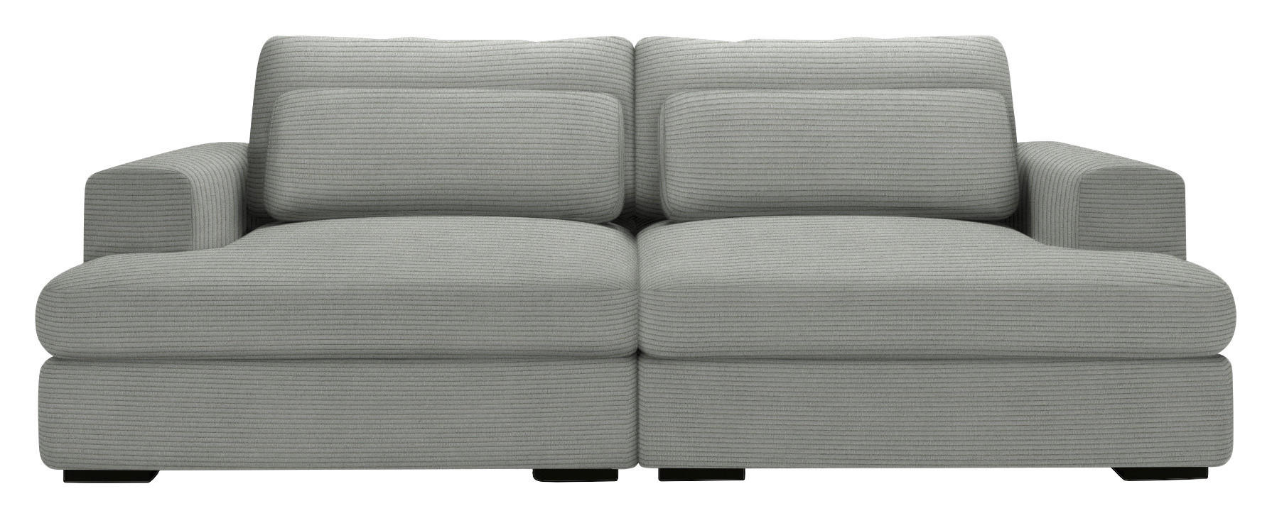 BIGSOFA in Cord Hellgrau  - Hellgrau/Schwarz, Design, Textil (223/80/158cm) - Lomoco