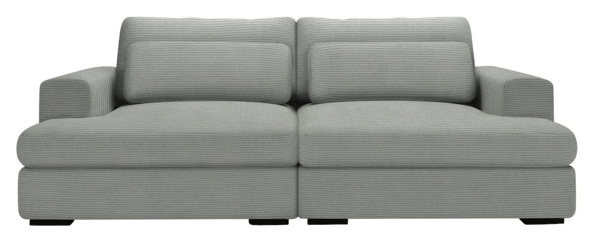 BIGSOFA in Cord Hellgrau  - Hellgrau/Schwarz, Design, Textil (223/80/158cm) - Lomoco