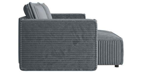 ECKSOFA Grau Cord Zierkissen, Rückenkissen, Schlaffunktion, Rücken echt  - Schwarz/Grau, MODERN, Kunststoff/Textil (153/250cm) - Xora