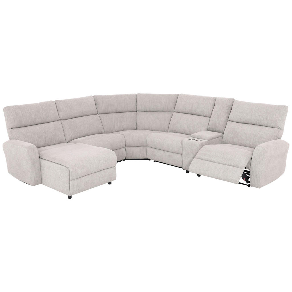 Thumbnail - Mid.you Wohnlandschaft, Hellgrau, Textil, 5-Sitzer, Ottomane links, Eckteil, 302x107x325 cm, Relaxfunktion, USB-C-Anschl...