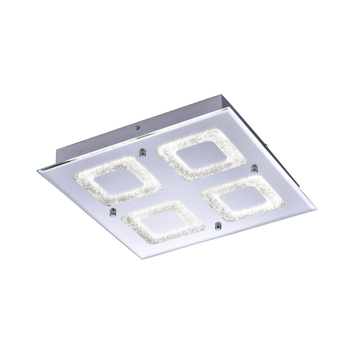 LED PLAFONJERA - boja hroma, Konvencionalno, staklo/metal (36/36/6,3cm)