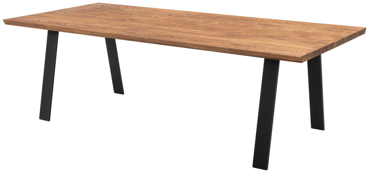 MATBORD ekfärgad, svart rektangulär  finns i olika trädekorer, finns i olika storlekar, utdragbar  - svart/ekfärgad, Klassisk, metall/trä (240/110/76cm) - Welnova