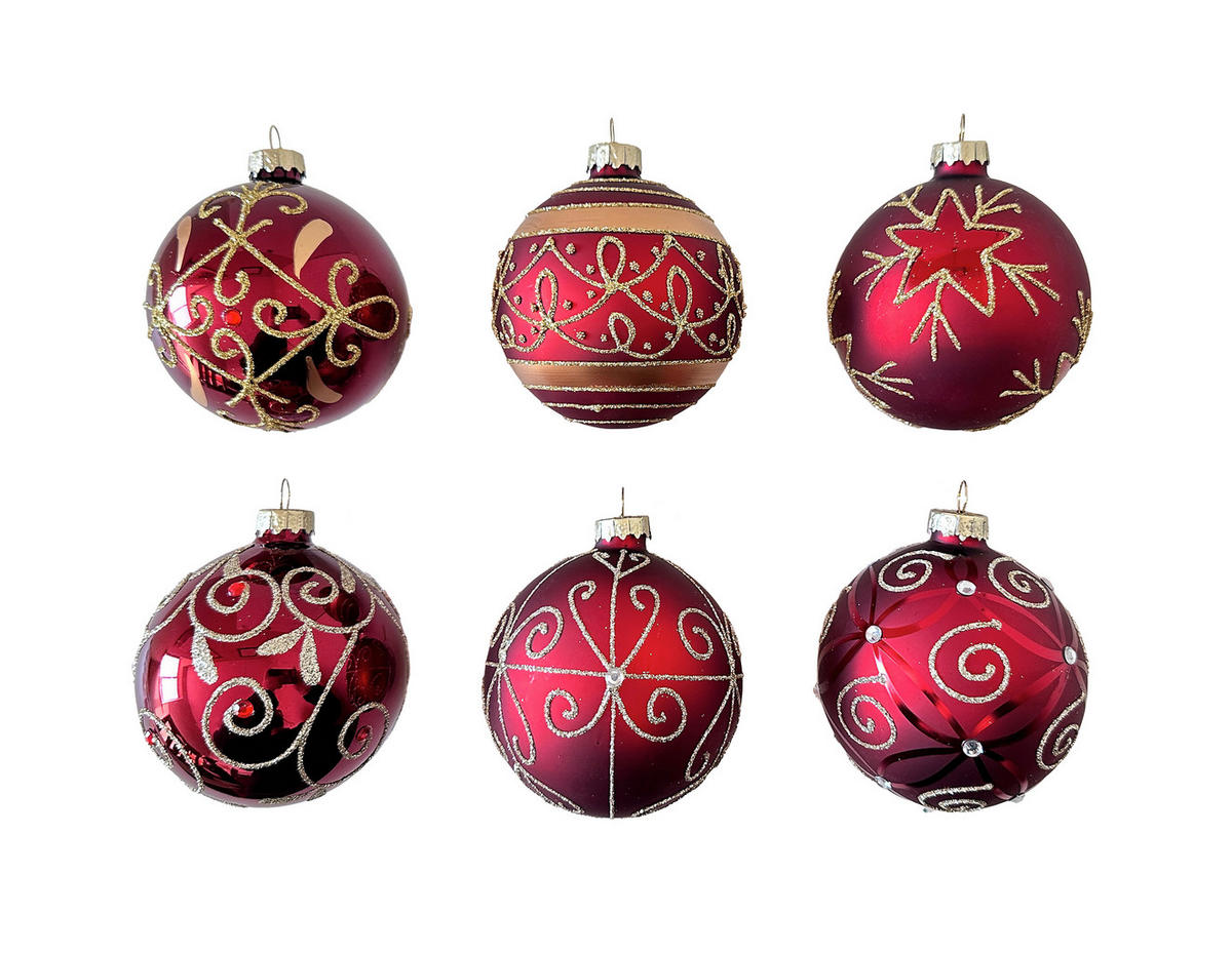 VIANOČNÁ GUĽA   - vínovočervená/zlatá, Lifestyle, kov/plast (8cm) - X-Mas