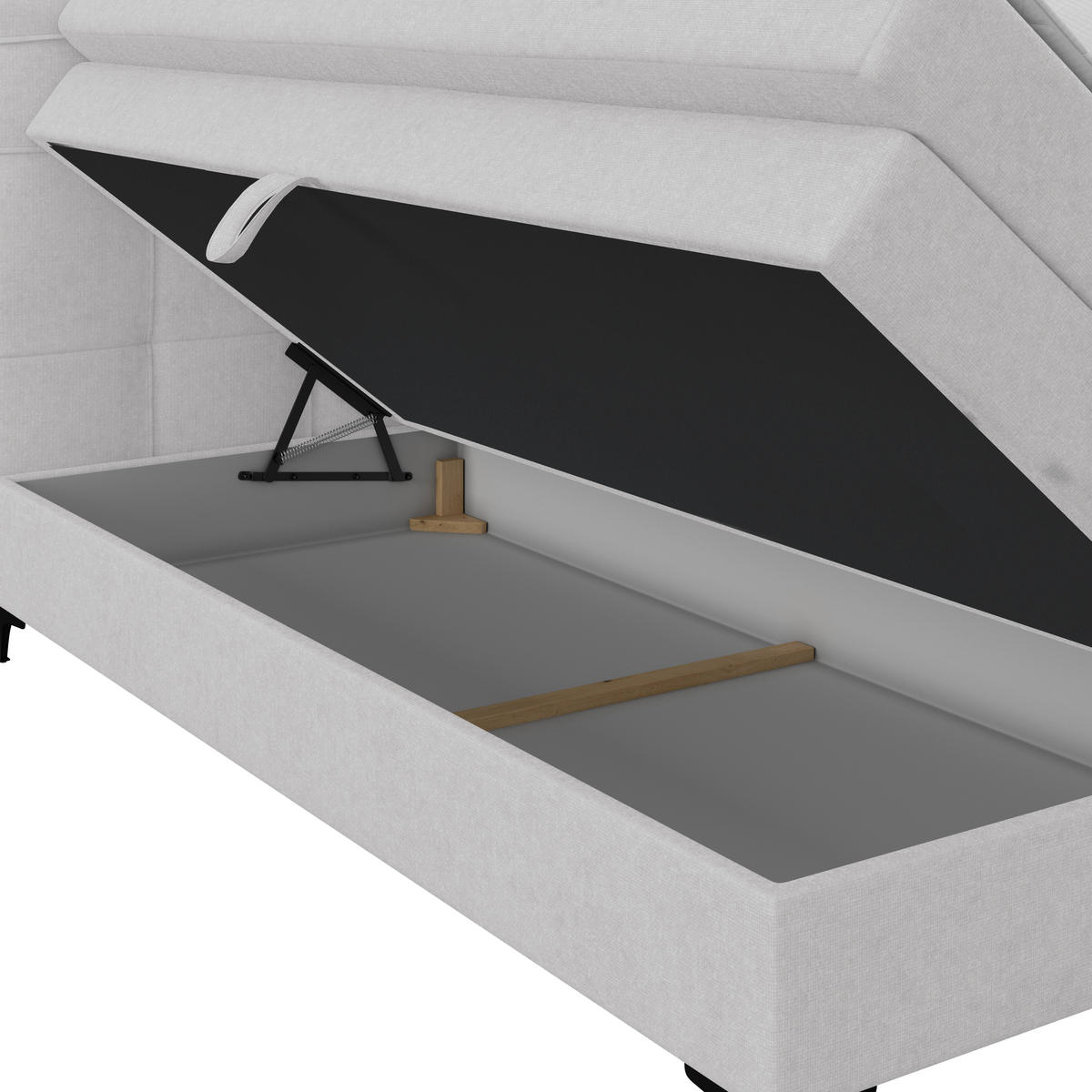 BOXSPRINGBETT 200/200 cm,  in Silberfarben, H3 = fest  - Silberfarben/Schwarz, KONVENTIONELL, Kunststoff/Textil (200/200cm)