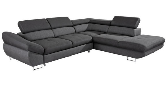 ECKSOFA in Webstoff Schwarz, Dunkelgrau  - Dunkelgrau/Schwarz, Design, Textil/Metall (280/235cm) - Hom`in