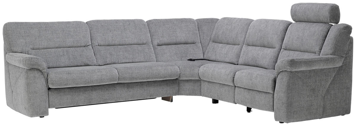 ECKSOFA in Chenille Grau  - Schwarz/Grau, Konventionell, Kunststoff/Textil (282/252cm) - Himolla