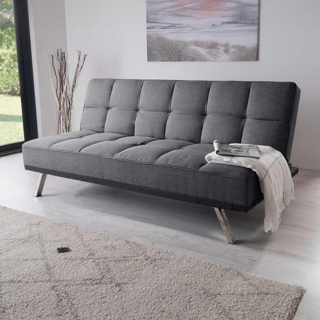 Thumbnail - Mid.you Schlafsofa, Anthrazit, Edelstahl, Metall, Textil, 3-Sitzer, 179x84x96 cm, Reach, Liegefunktion, Schlafen auf Sit...