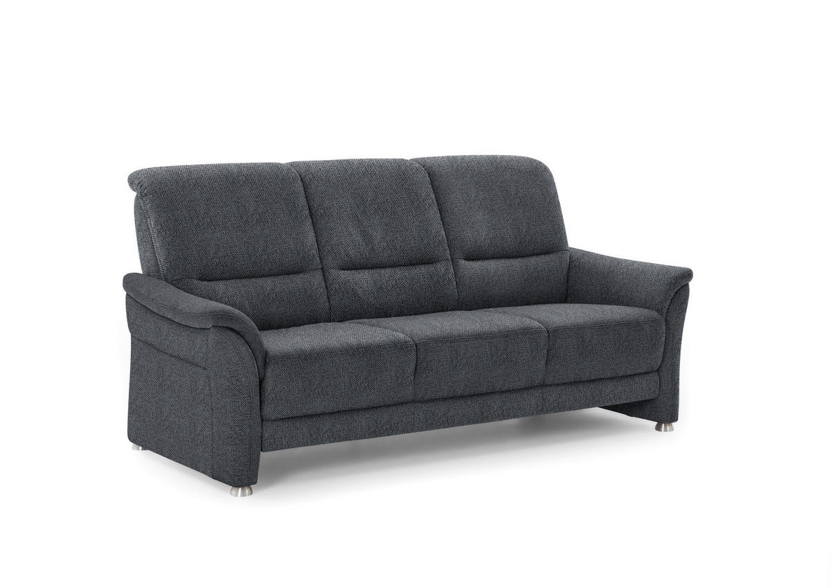 3-SITZER-SOFA Flachgewebe Anthrazit  - Anthrazit/Alufarben, Konventionell, Textil/Metall (198/96/93cm) - Beldomo Premium