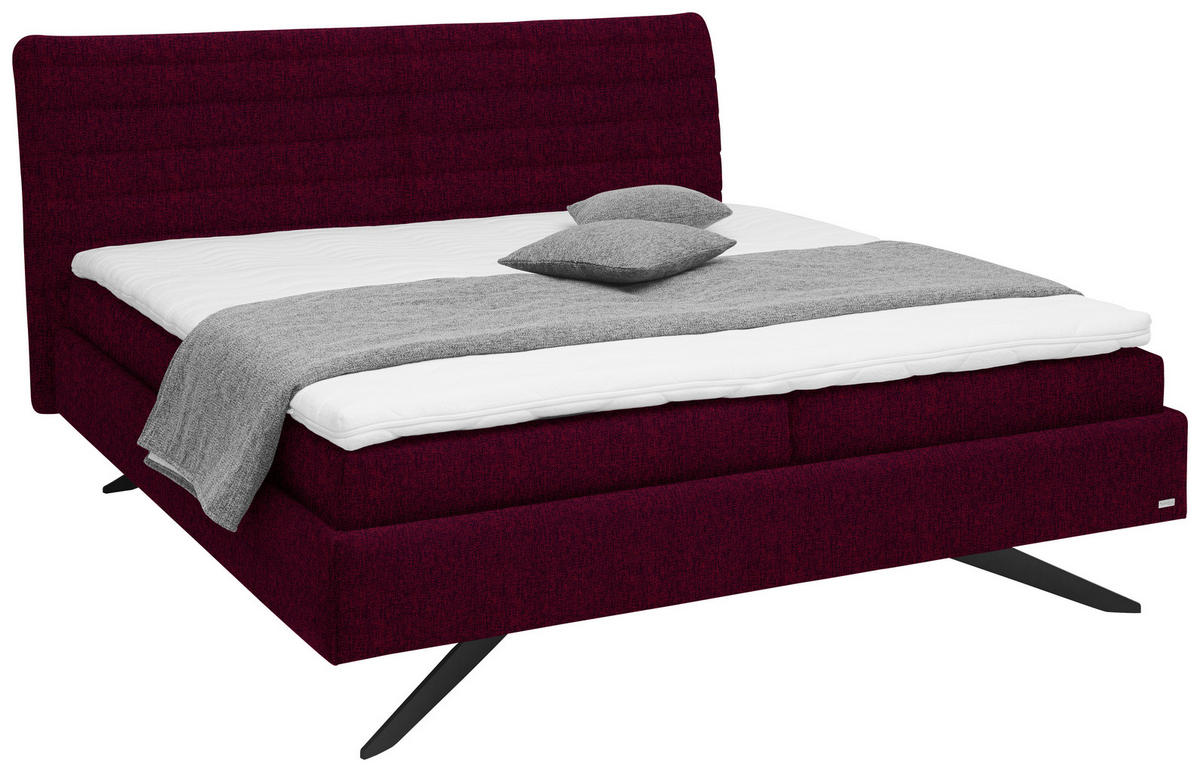 POLSTERBETT 180/200 cm  in Dunkelrot  - Weiss/Schwarz, Design, Holzwerkstoff/Kunststoff (180/200cm) - Dieter Knoll
