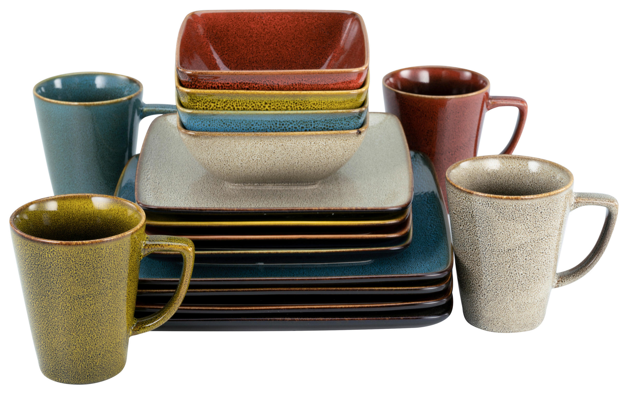 KOMBINOVANÁ SOUPRAVA, 16dílné, kamenina - vícebarevná, Trend, keramika (31,5/31,5/32cm) - Creatable