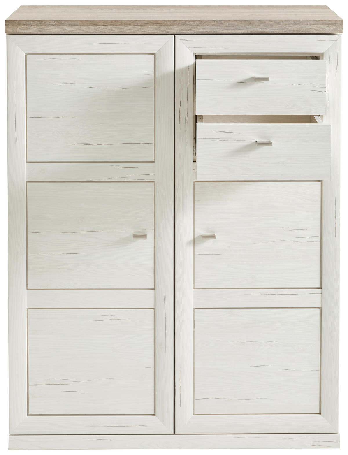 VISOKA KOMODA, siva, bela  - siva/bela, Moderno, leseni material (100,8/131,6/43cm) - Hom`in