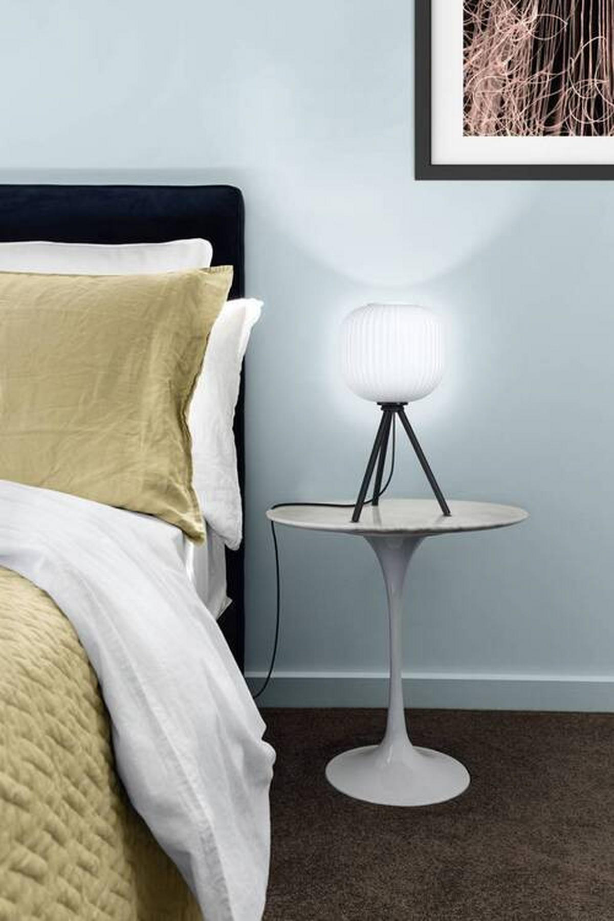 STOLNÍ LAMPA, E27, 40/20 cm  - bílá/černá, Design, kov/sklo (40/20cm) - Eglo