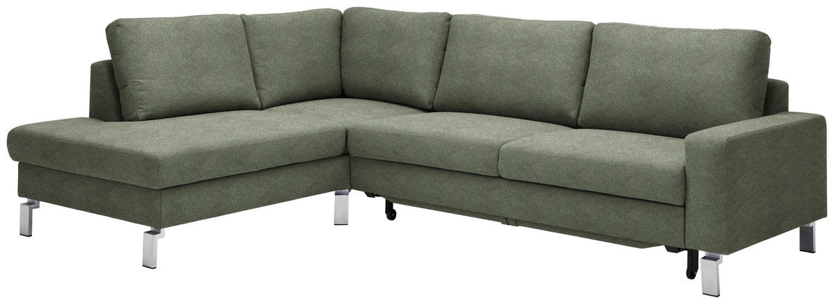 ECKSOFA in Flachgewebe Olivgrün  - Chromfarben/Olivgrün, Design, Textil/Metall (200/276cm) - Hom`in