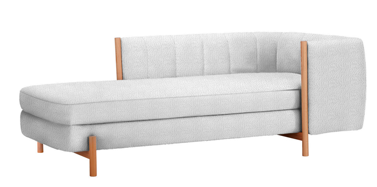 RÉCAMIERE Hellgrau Plüsch  - Hellgrau/Naturfarben, Design, Holz/Textil (216/90/109cm) - Niels Andersson