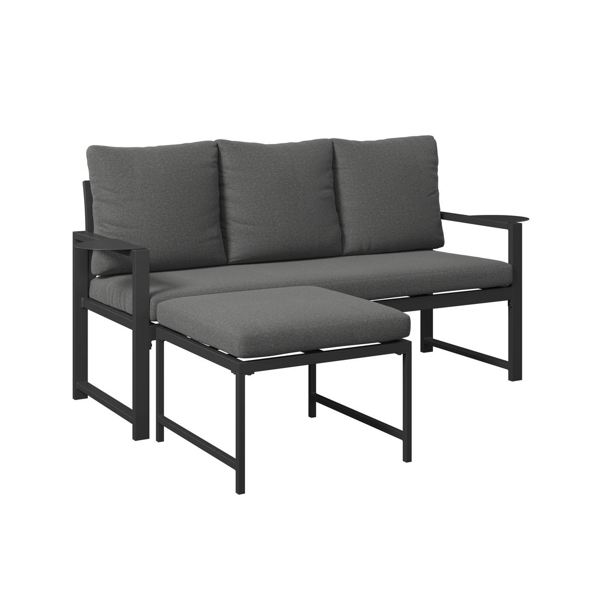 LOUNGEGARNITUR 2-teilig   191,5/81/67 cm Stahl  - Dunkelgrau, MODERN, Textil/Metall (191,5/81/67cm) - Ambia Garden