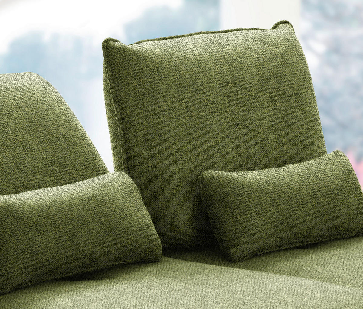 ECKSOFA in Flachgewebe Grün  - Schwarz/Grün, Design, Textil/Metall (301/191cm) - Moderano