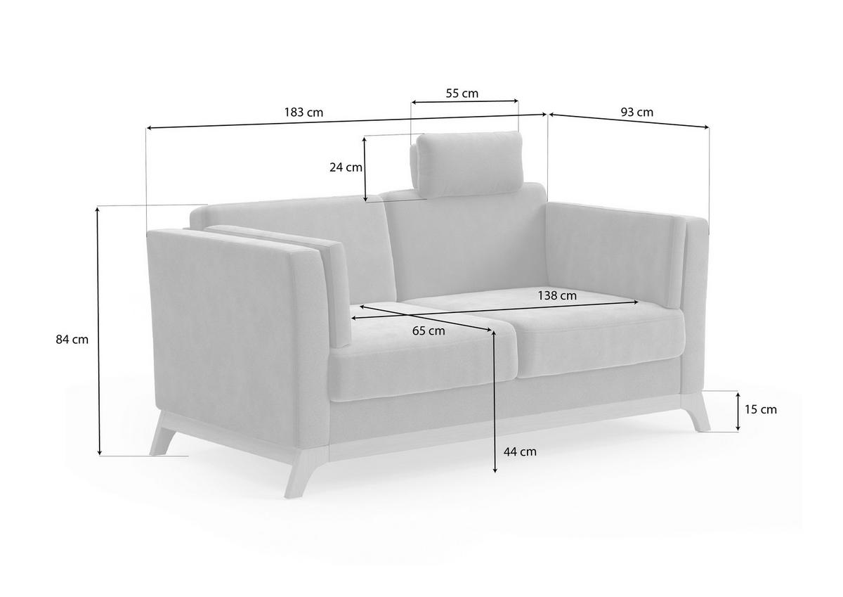 2,5-SITZER Flachgewebe Taupe  - Taupe/Eichefarben, KONVENTIONELL, Holz/Textil (183/84/93cm) - Sit & More